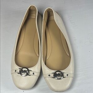 Michael Kors Women's Off-White Loafers with Silver Accent